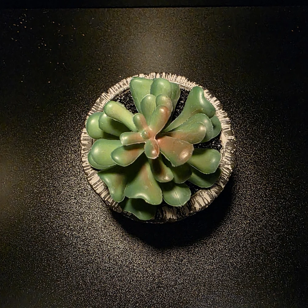 Artificial Green Succulent in Textured Gray Planter - Home Art